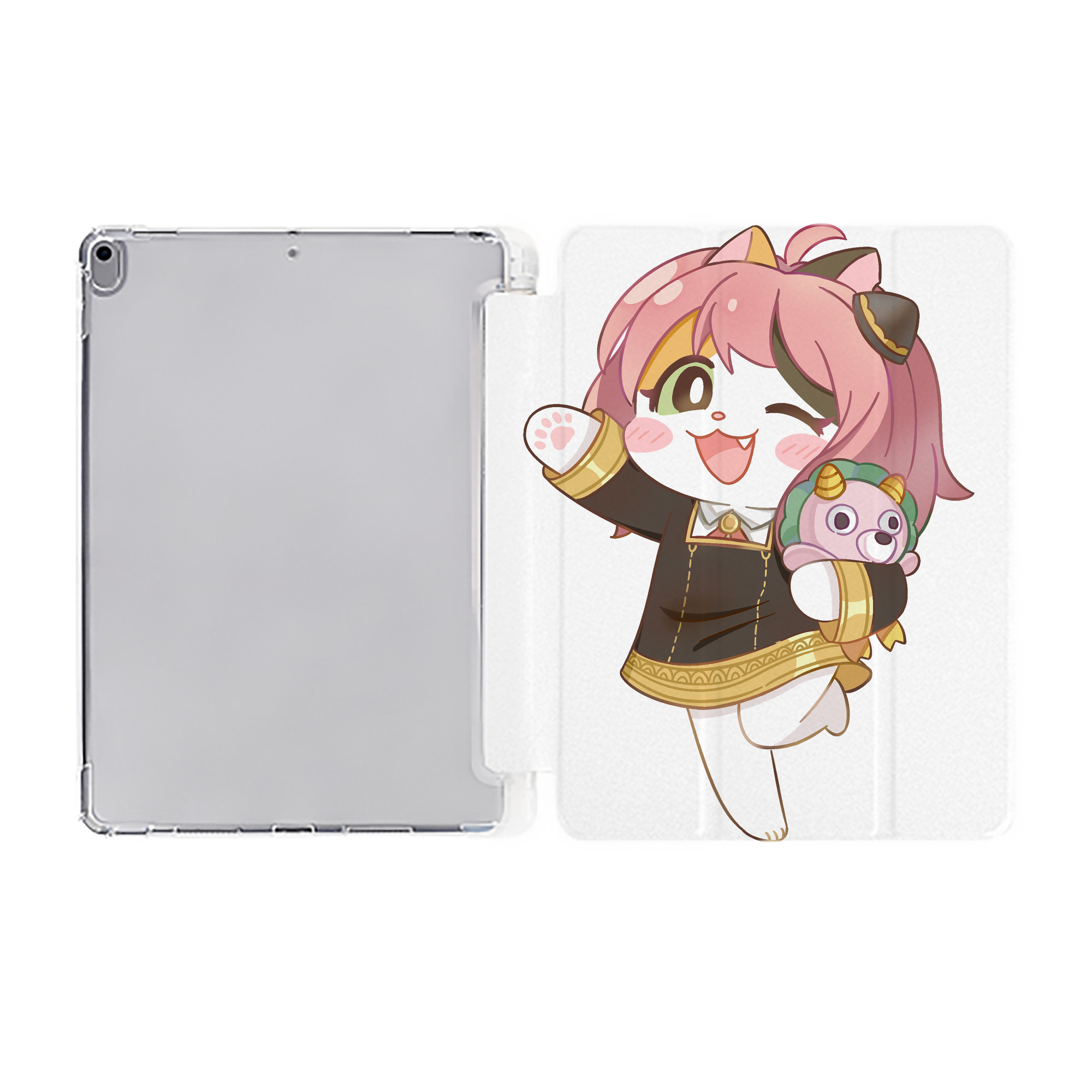 （画像用） SPY×FAMILY间谍家家酒 IPad ケース ペン収納付き 三つ折りスタンド PUレザー×シリコン 対応機種9.5/10.5/10.9インチ